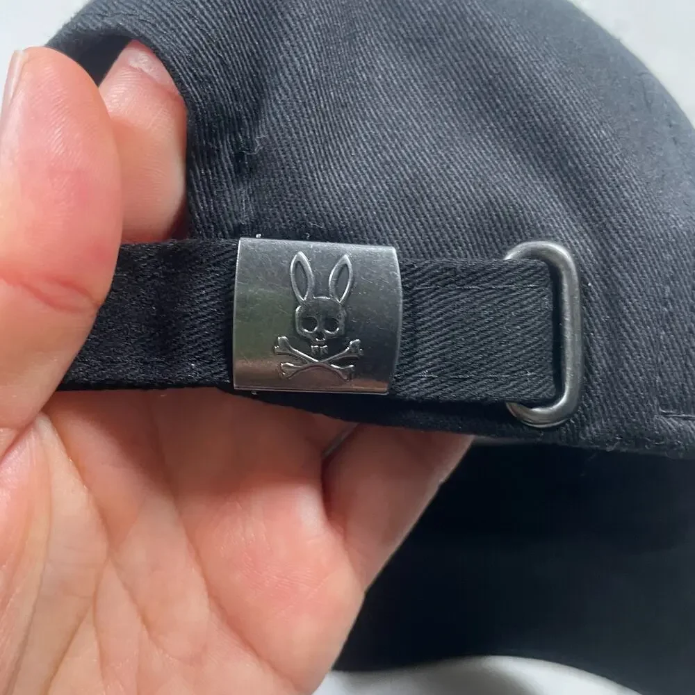 Psycho Bunny Men's Cotton Screen Printed Logo Baseball Adjustable Strap Hat/Cap